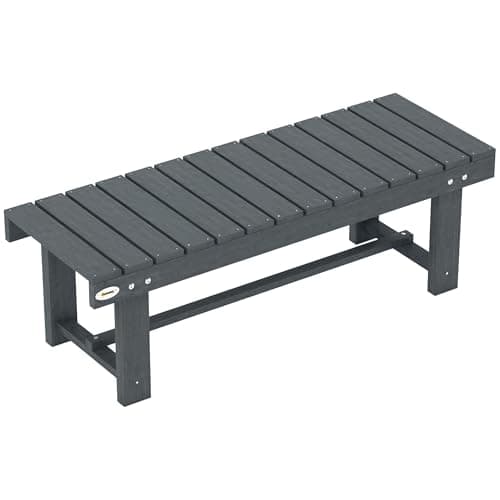 Image of Outsunny Wooden Garden Bench, 2 Seater Outdoor Bench, Fir Wood Backless Patio Loveseat with Slatted Seat for Park, 110 x 38 x 35 cm, 1 Piece, Grey
