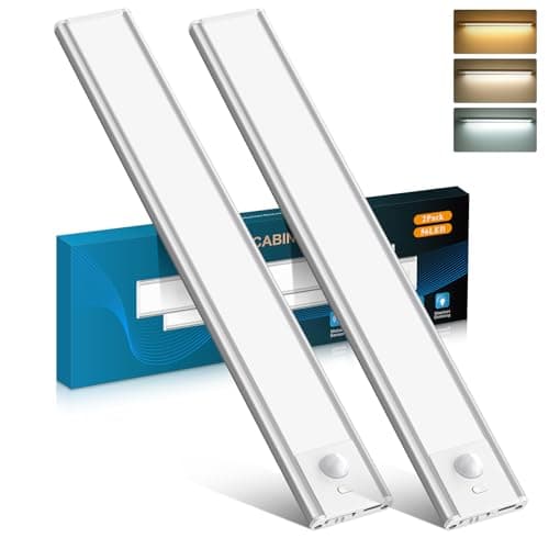 Image of COTLEDL 30CM Under Cabinet Kitchen Lights with Motion Sensor,2 Pack 56LEDs Type-C 2200mAh Rechargeable, 3 Color Temps 10%-100% Dimmable Cupboard Cabinet Light for Kitchen, Bedroom, Hallway