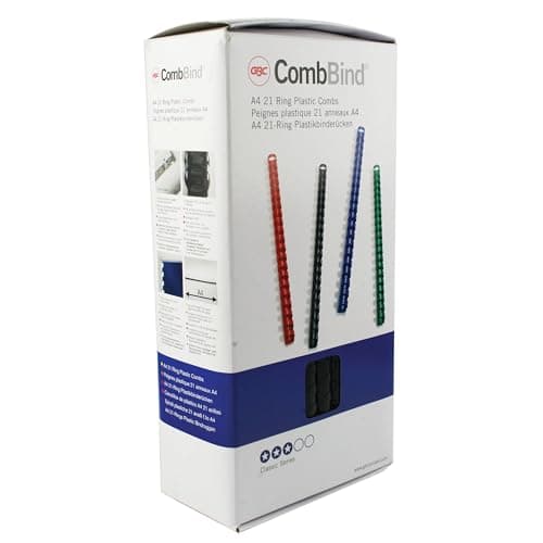 Image of GBC CombBind Binding Combs, 12 mm, 95 Sheet Capacity, A4, 21 Ring, Black, Pack of 100, 4028177