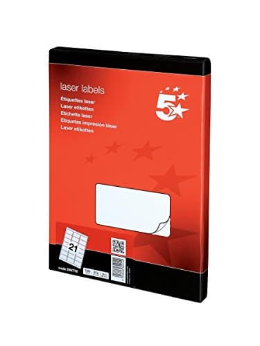 Image of 5 Star 296778 Office Multipurpose Labels Laser 21 per Sheet 63.5x38.1mm White [2100 Labels]