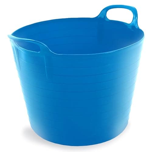 Image of 42 LITRE FLEXI BUCKET LARGE TUB GARDEN CONTAINER FLEXIBLE STORAGE HORSE FEED TRUG REINFORCED HANDLE BASKET (SKY BLUE)