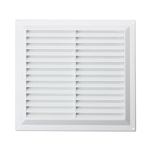 Image of Map Plastic Louvre Air Vent with Flyscreen, for Openings 9" x 9" (229mm x 229mm), Triple Brick Grille Cover for Interior & Exterior Use, White