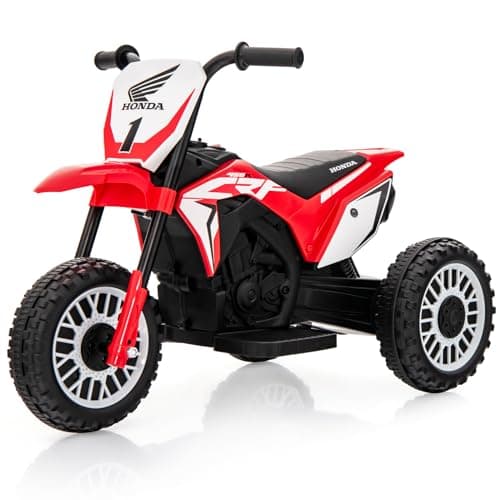 Image of COSTWAY 6V Kids Electric Motorbike, 3 Wheels Ride on Motorcycle with Horn, Honda Licensed Battery Powered Vehicle Toy for Boys Girls 18-36 Months Old (Red)