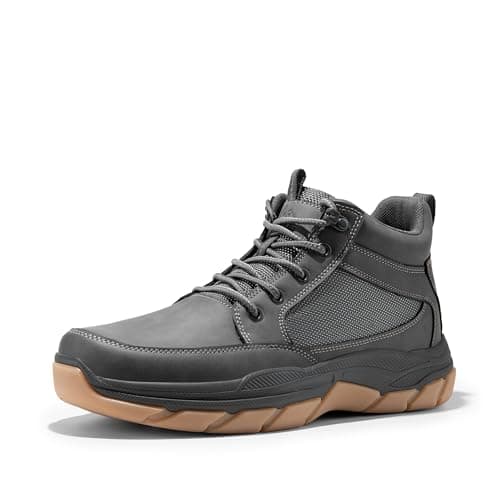 Image of NORTIV 8 Men's Walking Boots Lightweight Breathable Durable Leather Upper Fashion Casual Chukka Ankle Boots Outdoors Hiking & Trekking Footwear,Size 9,Grey,SNHB2411M