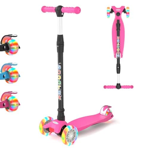 Image of KORIMEFA 3 Wheel Kids Scooter Kick Scooter for Boys and Girls Toddler scooter with Adjustable Height, Lean to Steer, Flashing Light Up Wheels, Aged 3 to 12 years