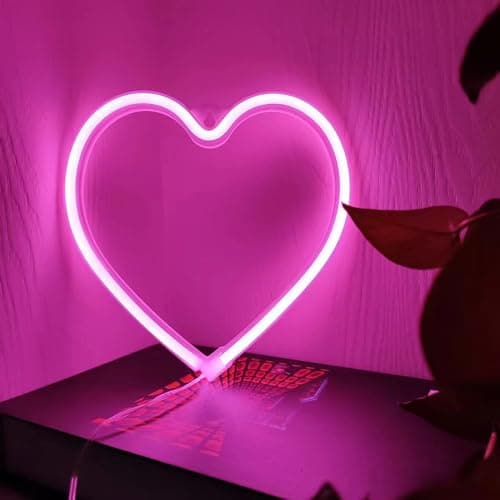 Image of LED Neon Heart Sign,Love Hearts Neon Light for Girls Pink Room Bedroom Dorm Decor,USB or Battery Powered Heart Lamp for Wedding Valentine's Day Mother's Day Window Wall Decorations(1Pc Pink)