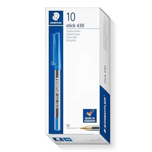 Image of STAEDTLER Ballpoint Pens - Stick 430 - Medium Point - Blue Ink - Box of 10, 430 M-3