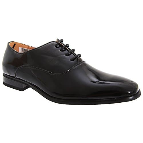 Image of Goor Mens Patent PU With Leather Lining Lace-Up Oxford Tie Dress Shoes (13 UK) (Black Patent)