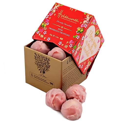 Image of Holdsworth Chocolates Gift Box Pink Prosecco Truffles 55g 'I Love You' Chocolate Box Valentines Gifts for Her. Pink Creamy Luxury Chocolates Truffle Valentine Gift for Women & Men.