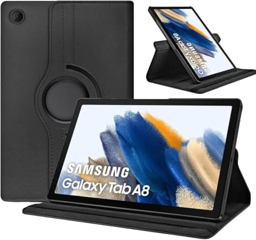 Image of World biz Rotating Case for Samsung Galaxy A8 10.5-Inch 2021 (SM-X200/X205/X207), 360 Degree Rotation Protective Stand Leather Folio Cover Back, Auto Wake/Sleep Tab A8 (Black)
