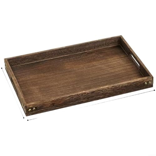 Image of Glewi 7 Piece Japanese Paulownia Wood Tea Tray Set Wooden Serving Board for Coffee Meals Minimalist Design Smooth Finish Brown 27.5cm(E)