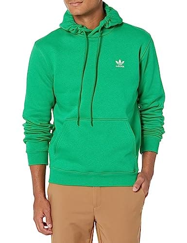 Image of adidas Originals Men's Trefoil Essentials Hoodie Hooded Sweatshirt, Green, XL