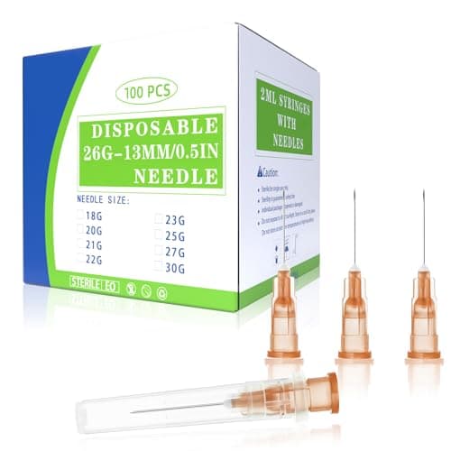 Image of 100 Pack 26G 13MM Dispensing Accessories Needle with Cap for Industrial and Scientific Lab Measuring Tools, Individually Wrapped