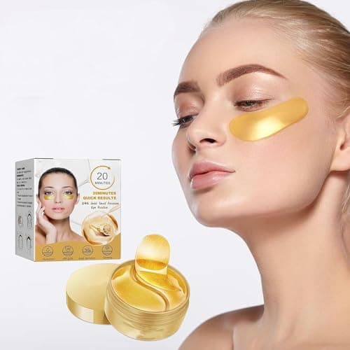 Image of 24k Gold Snail Under Eye Patches, Collagen Eye Mask, Hydrating Hyaluronic Acid Anti-Aging for Puffy Eyes, Fine Lines, Dark Circles Bags, Fine Lines, Firming Brightening Eyes for Women 60pcs (1pcs)