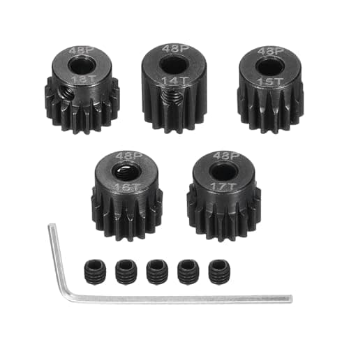 Image of Rebower 48 P Steel Pinion Gear Set 14T 15T 16T 17T 18T for 3.175 mm Shaft Hardened Steel Pinion Gear with Screws and Hexagonal Wrench for RC Car Motor