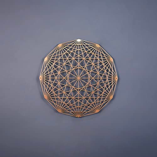 Image of Tesseract Diagonal Polygon Metal Wall Art | Dodecagon Sacred Geometry | Unique Wall Decor | Indoor Decorations | Modern Office Decoration | Housewarming Décor | New Home Gift | ( 12" x 12" | Copper)