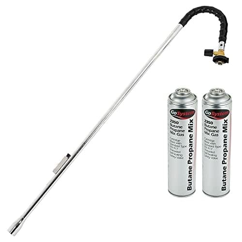 Image of GoSystem Garden Weed Wand Gas Weed Killer Burner Blaster Burning Torch and Gas Canisters Refill for Camping Stove Blowtorch BBQ (2 x Go Can 350g+Weed Wand)
