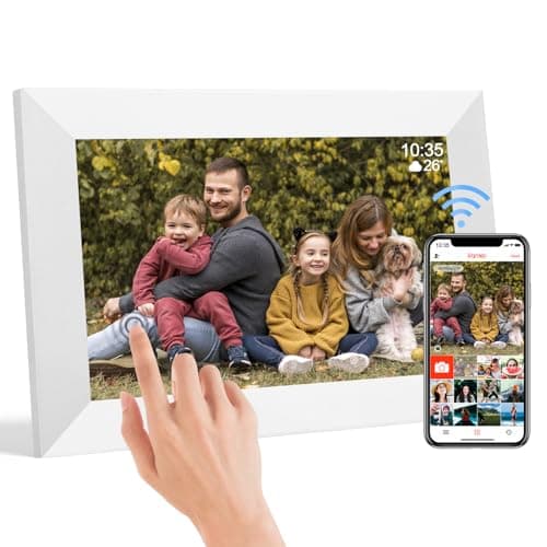 Image of 10.1 Inch WiFi Digital Picture Frame, 1280x800 IPS Touch Screen HD Display Smart Digital Frame Built in 32GB Memory, Auto-Rotate, Share Photos and Videos via Frameo app（White）