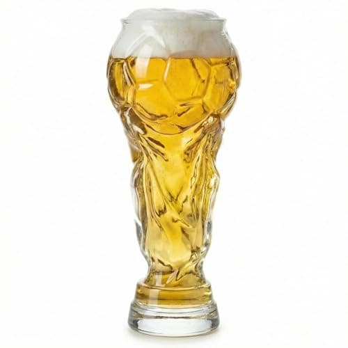 Image of Toyhood World Cup Trophy Beer Glass 450/600ml, World Cup Football Beer Glasses Clear Thick Glass Cup for Sports Fans, World Cup Glass Ideal for Game Day Party Bar Club Celebrations (450 ml)