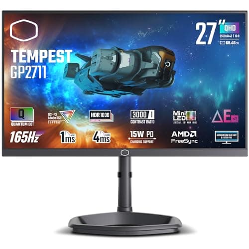 Image of Cooler Master Tempest GP2711 27” 2K 165Hz Mini LED VA Quantum Dot QHD 2560 x 1440 PC Monitor, HDR1000, 4ms (GtG)|1ms (MPRT), DCR, FreeSync Premium, DP1.4*1, HDMI2.0*2, USB C*1, KVM (CMI-GP2711-US)