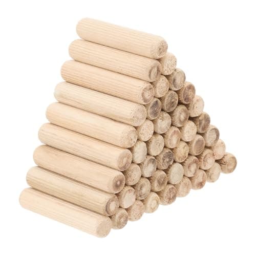 Image of PATIKIL 1/2" x 2-3/8"(12 x 60mm) Wood Dowel Pins, 100 Pack Fluted Wooden Dowel Pin Straight Groove Rods for Furniture Door Art Crafts Projects