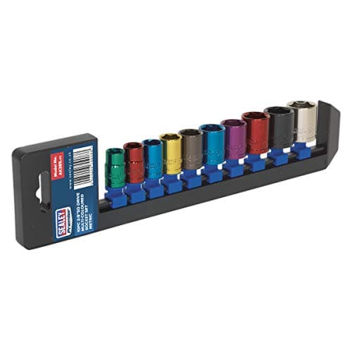 Image of Sealey AK285 Multi-Coloured Socket Set 10pc 3/8"Sq Drive 6pt WallDrive® Metric