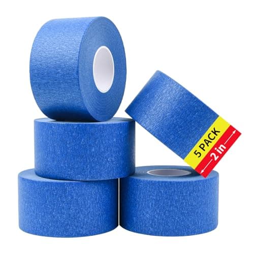 Image of CEILIWEN 5 ROLLS 50MM x 50 Meter Wide Masking Tape, Painting Tape Heat Resistant UV Resistant Masking Tape, Multi-Used Paper Tape for DIY Painting Work Renovations Crafts Edge Treatment