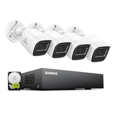 Image of SANNCE 8 Channel 1080P Outdoor CCTV Camera System, 4pcs 1080P Weatherproof Home Security Camera, Motion Detection, Email &APP Alert, P2P, Live Viewing Kits 1TB Hard Drive (4*Cameras+DVR+1TB HDD)
