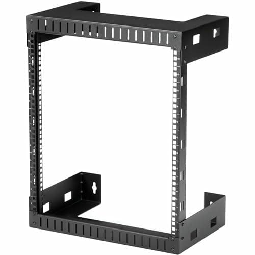 Image of StarTech.com 2-Post 12U Heavy-Duty Wall-Mount Network Rack, 19" Open Frame Server Rack, 12" Deep, Wall Mount Data Rack for IT / AV / Patch Panel / Computer Equipment (RK12WALLO)