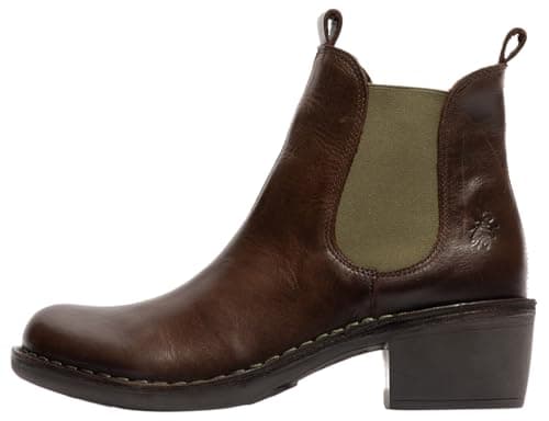 Image of Fly London Womens Meme030fly Ankle Boot, Dk Brown Green Elastic, 6 UK
