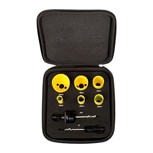 Image of Starrett Bi-metal Hole Saw Kit - 8-Piece KFC06021 Fast Cut Electricians Hole Cutter Kit with Arbors - Compatible with Bosch Dewalt Hitachi Festool Milwaukee