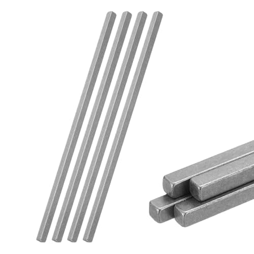 Image of sourcing map 4Pcs Square Steel Key Stock, 10 x 10 x 300mm 45# Cold-Drawn Square Steel Rod Precision Metal Bars for Keyways Mechanical Structural Support Industrial Machinery DIY Craft
