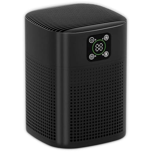 Image of HY1800 Pro Air Purifier for bedroom, for Home Large Room 1080 sqft with 360°Air Inlet, 3 Speeds, 9 timer, Energy Saving 12W for Home, Office, Living Room for Smoke Pollen Pet Dander Odor Black