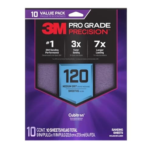 Image of 3M Pro Grade Precision Sanding Sheets with No-Slip Grip, 9 x 11 in, 120 Grit, 10-Pack (SHR120-PGP-10T)