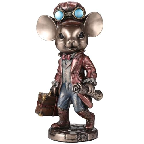 Image of Veronese Design 5 3/4 Mister Mice Guy The Steampunk Traveler Cold Cast Resin Bronze Finish Animal Collectible Figurine Home Decor