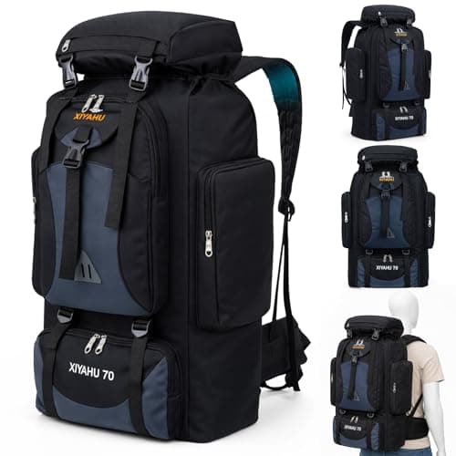 Image of Yaskyly 70L Hiking Camping Backpack Lightweight Internal Frame Camping Rucksack for Men & Women, Multi-Compartment Outdoor Trekking Backpack Waterproof for Outdoor Adventures, Travel, Mountaineering