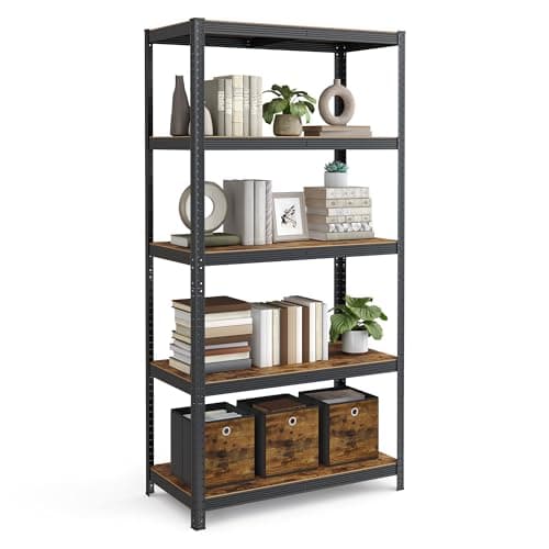 Image of SONGMICS Shelving Unit, 50 x 100 x 200 cm, 875 kg Load Capacity (175 kg per Shelf), Industrial, Adjustable Storage Shelves, for Living Room, Kitchen, Garage, Rustic Brown and Black GLR050B11
