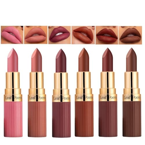 Image of Bili Biliard 6 Colors of Velvet Smooth Matte Lipstick Set,Nude,Pink,Dark Red,Purple,Wine Red,Plum,Matte Lipstick Set,Long Lasting Waterproof 24 Hours Moisturizing (Set B)