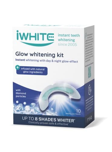 Image of iWhite Glow Instant Teeth Whitening Kit – Up to 8 Shades Whiter – Peroxide-Free – Pap, Calcium & Diamond Technology – Results in 20 Minutes – 10 Pre-Filled Disposable Trays
