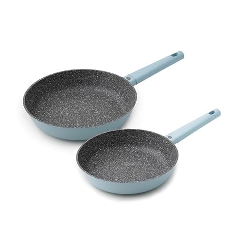 Image of MasterClass Cast Aluminium Non-Stick Fry Pan Twin Pack PFA Free Lightweight Skillet Stylish Sky Blue Colour with Durable Coating, Induction Base Hob-to Oven Safe Dishwasher Safe, 28cm and 24cm