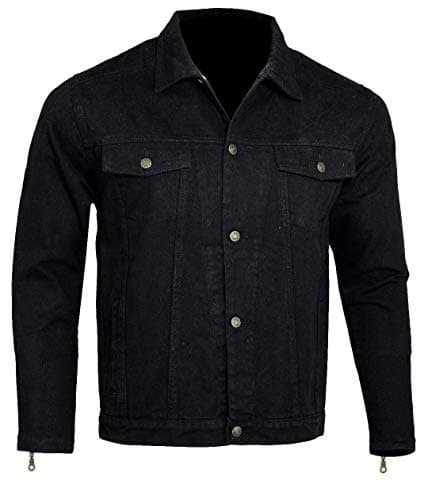 Image of Bikers Gear Australia Protective Kevlar Lined Denim Motorcycle Biker Jacket with Removable CE 1621-1 Armour, Black, Size XL