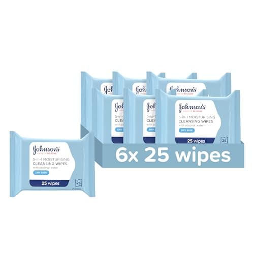 Image of Johnson's Face Care Makeup Moisturising Wipes, Pack of 6 x 25 Wipes