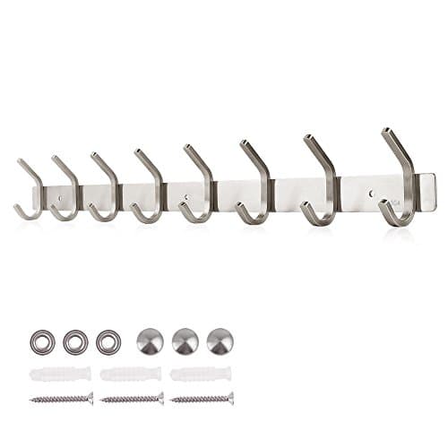 Image of Dripex Coat Hook Rack Wall Mounted 304 Stainless Steel Hanger Heavy Duty Clothes Hat Holder (8 Hooks)