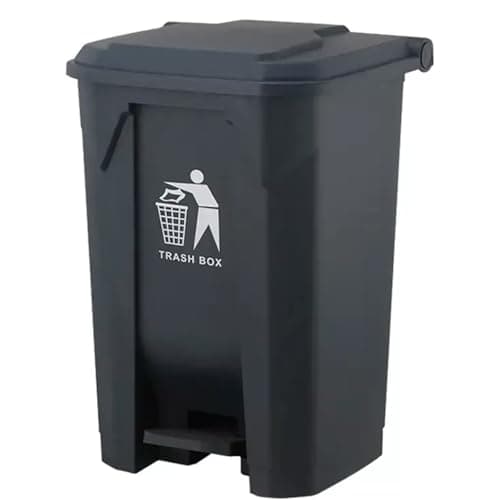 Image of DUAS 30/50/80L Pedal Bin – Large Recycling & Rubbish Dustbin for Kitchen, Home & Office – Durable Plastic Waste Trash Bin with Foot Pedal & Lid (Black, 80L)