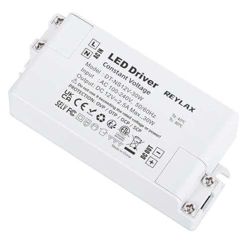 Image of REYLAX LED Driver 12V 30W, Transformer 240 to 12V DC 2.5A, Constant Voltage Power Supply Adapter, Low Voltage Converter for Strip Light, Downlight and G4, MR11, MR16 Light Bulb