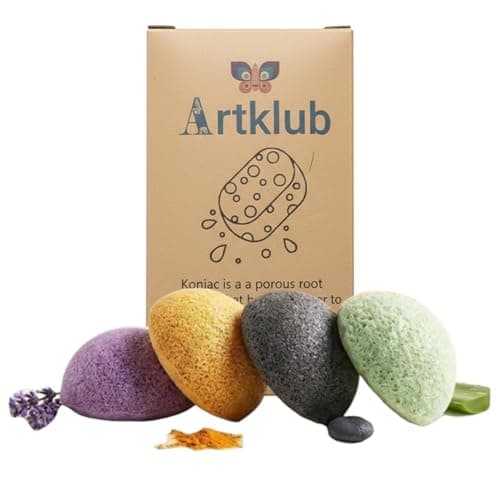 Image of Konjac Facial Sponge Set – Organic Face Sponge for Exfoliating, Cleansing & Spa – Lavender, Turmeric, Charcoal & Aloe Vera Natural Konjac Sponges (Set of 4)