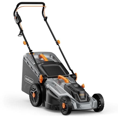 Image of VonHaus Lawnmower 1600W – Electric Corded Lawn Mower for all Types of Grass – 42L Collection Bag, 380mm Working Width, 10m Cable, Foldable Height Adjustable Handlebar, 5 Depth Settings, Carry Handle