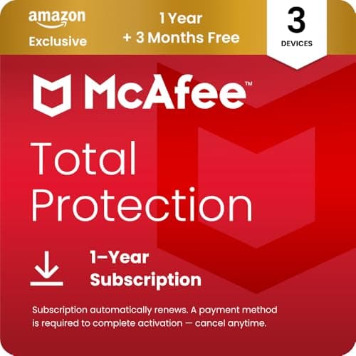 Image of McAfee Total Protection 3-Devices 2026 | Amazon Exclusive|15-Months| Antivirus, VPN, Scam Protection, Identity Monitoring | 15-Months Subscription with Auto-Renewal | Digital download