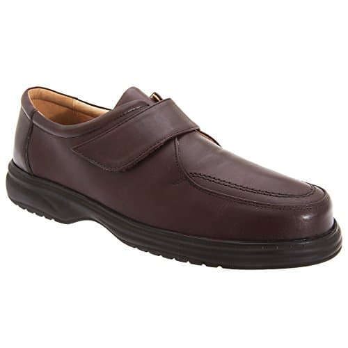 Image of Roamers Mens Superlite Wide Fit Touch Fastening Leather Shoes (13 UK) (Brown)