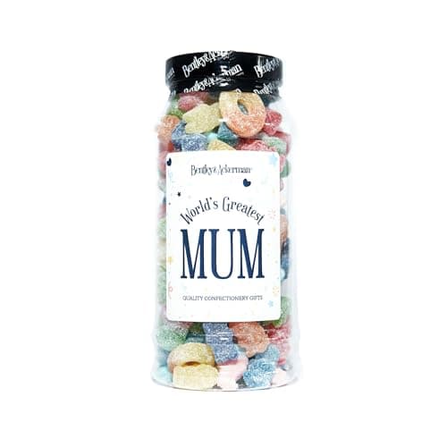 Image of World's Greatest Mum Sweet Jar - Mothers Day Sweets - Birthday & Christmas Original Retro Pick n Mix 600g, By Bentley & Ackerman Sweet